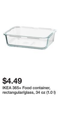 IKEA Ikea 365+ food container, rectangular/glass, 34 oz (1.0 l) offer