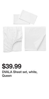 IKEA Dvala sheet set, white, queen offer