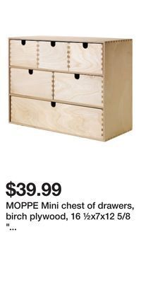 IKEA Moppe mini chest of drawers, birch plywood, 16 ½x7x12 5/8 " (42x18x32 cm) offer