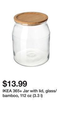 IKEA Ikea 365+ jar with lid, glass/bamboo, 112 oz (3.3 l) offer
