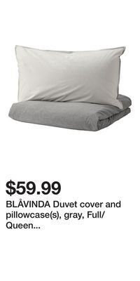 IKEA Blåvinda duvet cover and pillowcase(s), gray, full/queen (double/queen) offer