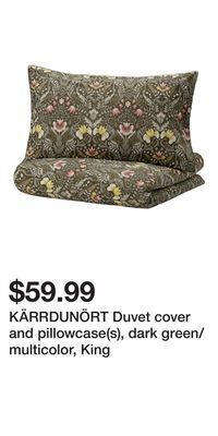 IKEA Kärrdunört duvet cover and pillowcase(s), dark green/multicolor, king offer