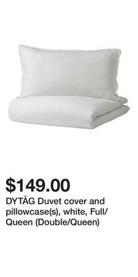 IKEA Dytåg duvet cover and pillowcase(s), white, full/queen (double/queen) offer