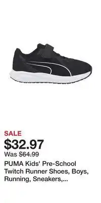 Sport Chek Puma kids' pre-school twitch runner shoes, boys, running, sneakers, velcro, mesh offer