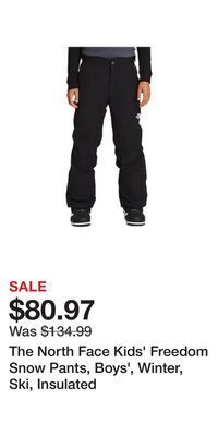 Sport Chek The north face kids' freedom snow pants, boys', winter, ski, insulated offer