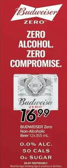 Safeway Budweiser zero non-alcoholic beer 12x355ml offer