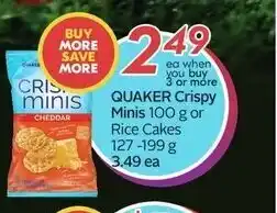Safeway Quaker crispy minis 100g or rice cakes 127-199g offer
