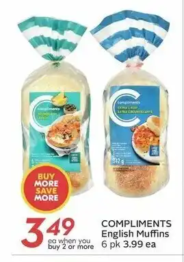 Safeway Compliments english muffins 6pk offer