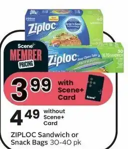 Safeway Ziploc sandwich or snack bags 30-40 pk offer
