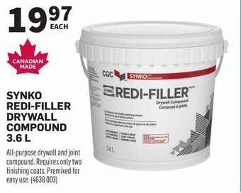 Co-op Synko redi-filler drywall compound 3.6L offer