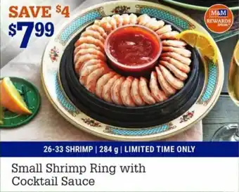 M&M Meat Shops Small shrimp ring with cocktail sauce offer