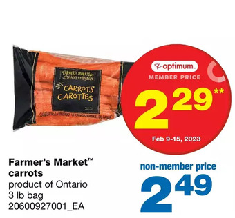 Wholesale Club Farmer's market carrots offer