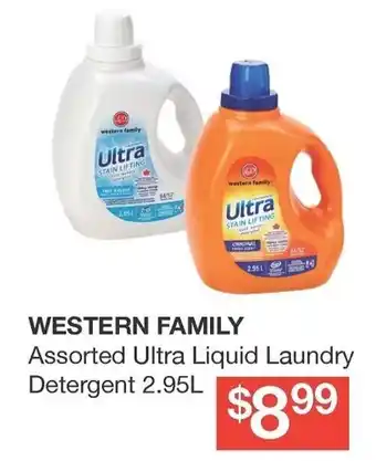 Value Drug Mart Western Family assorted ultra liquid laundry detergent 2,95L offer