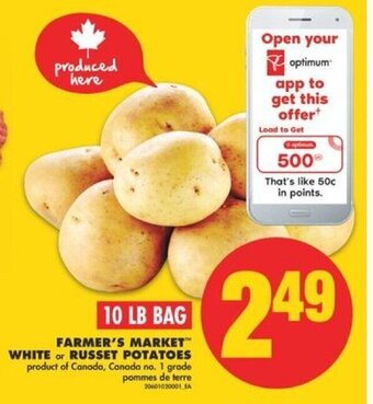 No Frills Farmer's market white or russet potatoes 10 lb bag offer