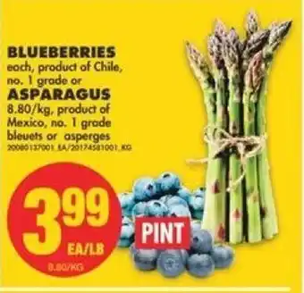 No Frills Blueberries or Asparagus per lb offer