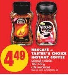 No Frills Nescafe or taster's choice instant coffee 100-170 g offer