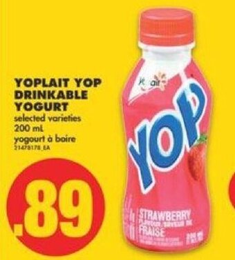 No Frills Yoplait yop drinkable yogurt 200 ml offer