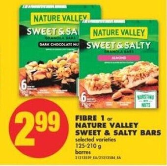 No Frills Fibre 1 or nature valley sweet & salty bars 125-210 g offer