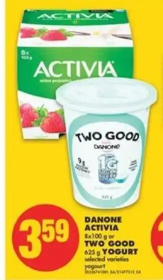 No Frills Danone activia 8x100 g or two good 625 g yogurt offer