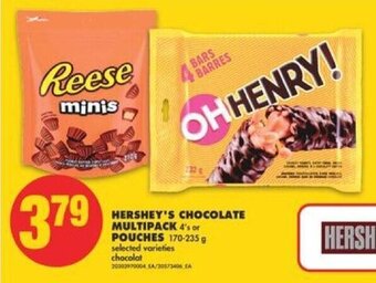 No Frills Hershey's chocolate multipack 4's or pouches 170-235 g offer