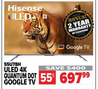 2001 Audio Video Hisense 55" uled 4k quantum dot google tv offer