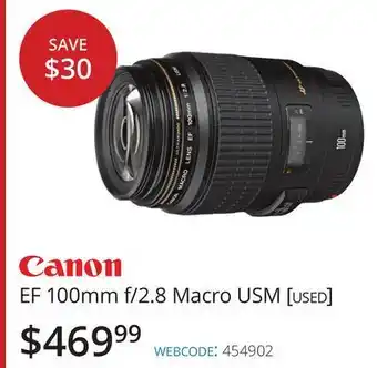 Vistek Canon ef 100mm f/2.8 macro offer