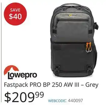 Vistek Lowepro fastpack pro bp 250 aw iii-grey offer