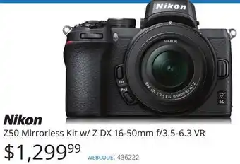 Vistek Nikon z50 mirrorless kit w/z dx 16-50mm f/3.5-6 3 offer