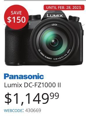 Vistek Panasonic lumix dc-fz1000 ii offer
