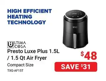 Visions Electronics Ultima cosa presto luxe plus 1.5l / 1.5 qt air fryer offer