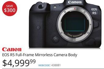 Vistek Canon eos r5 full-frame mirrorless camera body offer