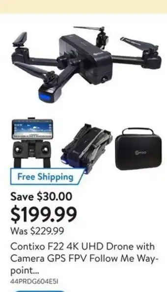 Walmart Contixo F22 4K UHD Drone With Camera GPS FPV Follow Me Way Point 44PRDG604ESI offer