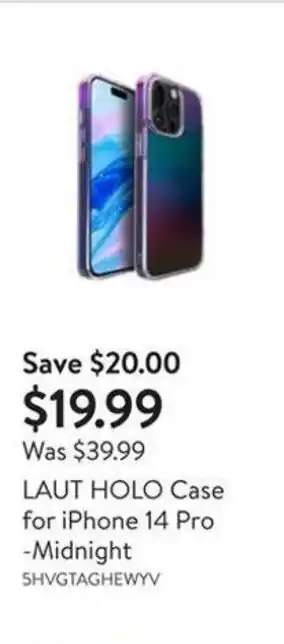 Walmart Laut Holo Case for iPhone 14 Pro Midnight 5HVGTAGHEWYC offer