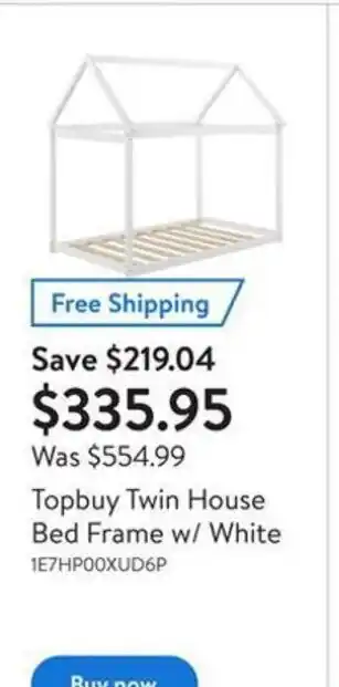 Walmart Topbuy Twin House Bed Frame w/ White 1E7HP00XUD6P offer