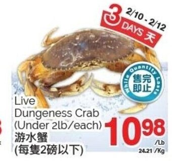 T&T Supermarket Live dungeness crab offer