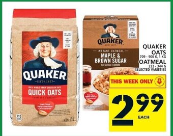Food Basics Quaker Oats 709-900g ,1kg , Oatmeal 232-344g offer