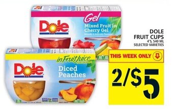 Food Basics Dole Fruit Cups 4's 540ml offer