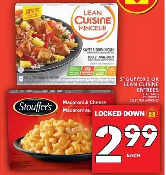 Food Basics Stouffer's or Lean Cuisine Entrees 214-340g,2's Frozen offer