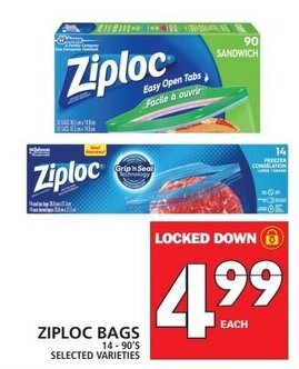 Food Basics Ziploc Bags 14-90's offer