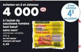Provigo No name wieners all beef offer