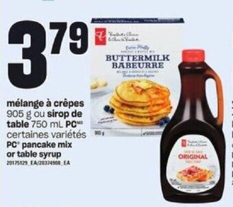Provigo PC pancake mix 905g or table syrup 750ml offer