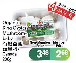 T&T Supermarket Organic king oyster mushroom-baby offer