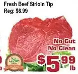 Top Food Supermarket Fresh beef sirloin tip offer