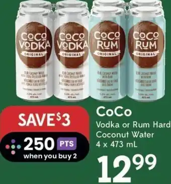 Sobeys CoCo Vodka or Rum Hard Coconut Water 4x473 ml offer