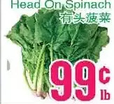Grant's Foodmart Head on spinach offer