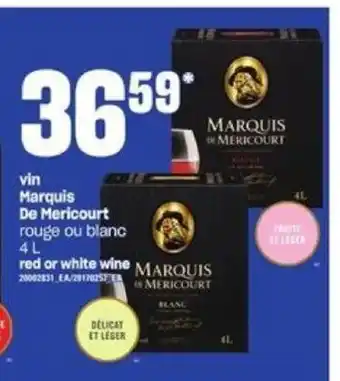 Provigo Marquis De Mericourt Red or White Wine 4L offer