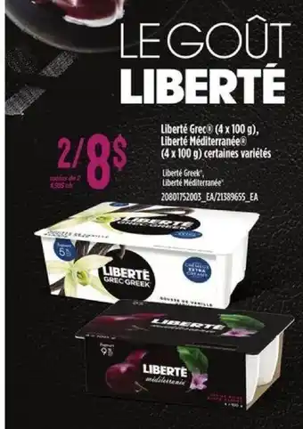 Provigo Liberte Grec / Mediterranee 4 x 100g offer