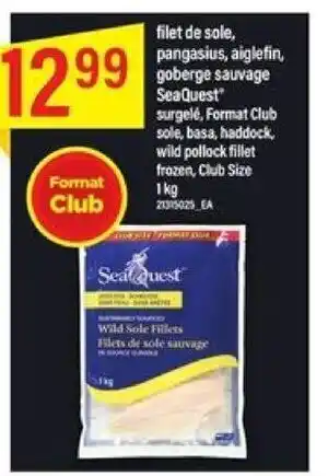 Maxi SeaQuest Surgele, Format Club sole, basa, haddock , wild pollock fillet frozen, Club Size 1Kg offer