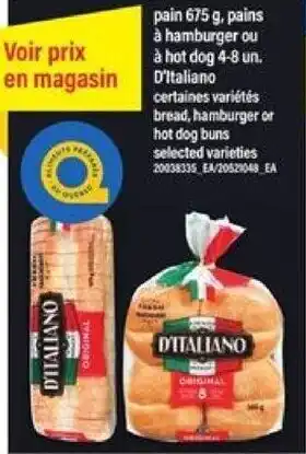 Maxi D'Italiano Pain 675g, Pains a hamburger ou hot dog 4-8 un offer