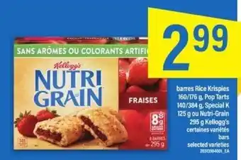 Maxi Rice Krispies barres 160/176 g, Pop Tarts 140/384 g, Special K 125 g ou Nutri-Grain 295 g Kellogg's offer